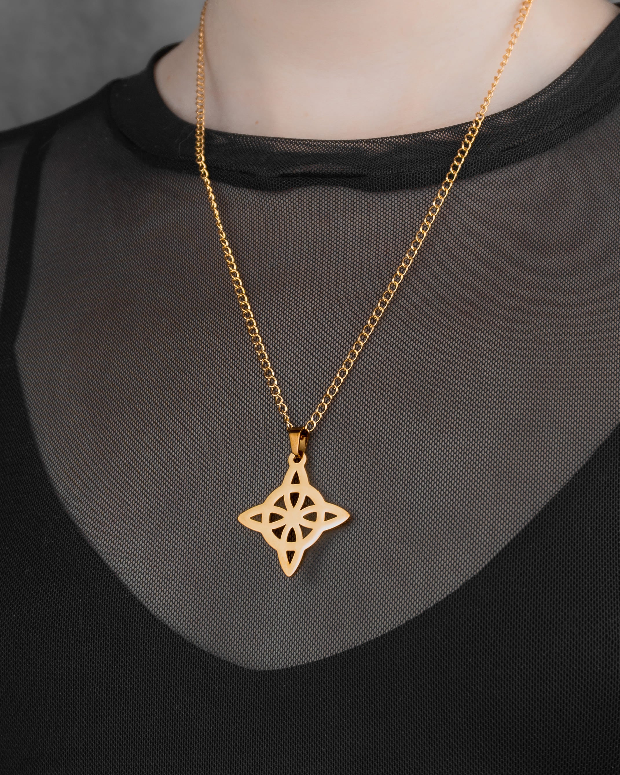 Gold Nudo de Bruja (Acero Inoxidable) | Aritos y Collar