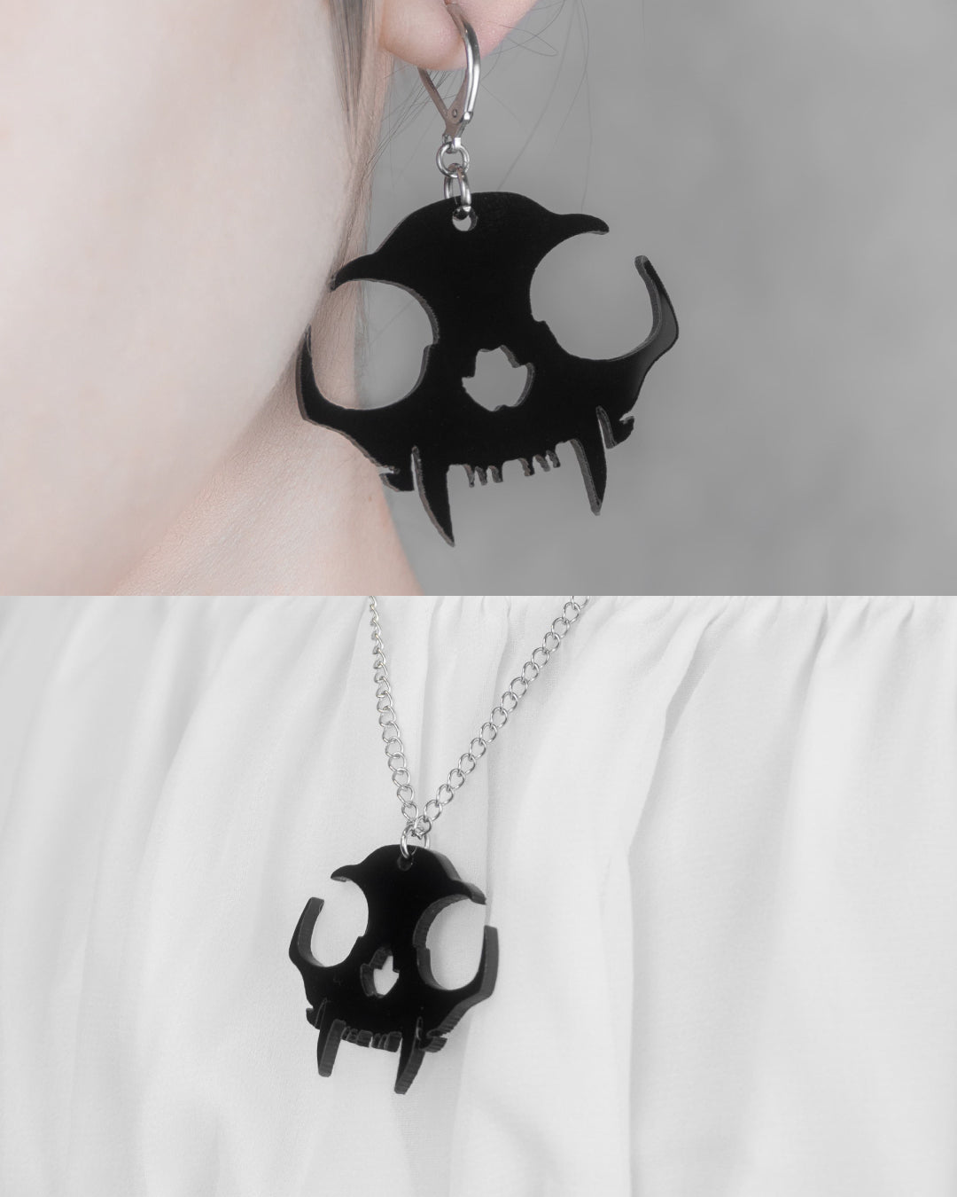 Skull Cat | Aritos y Collar