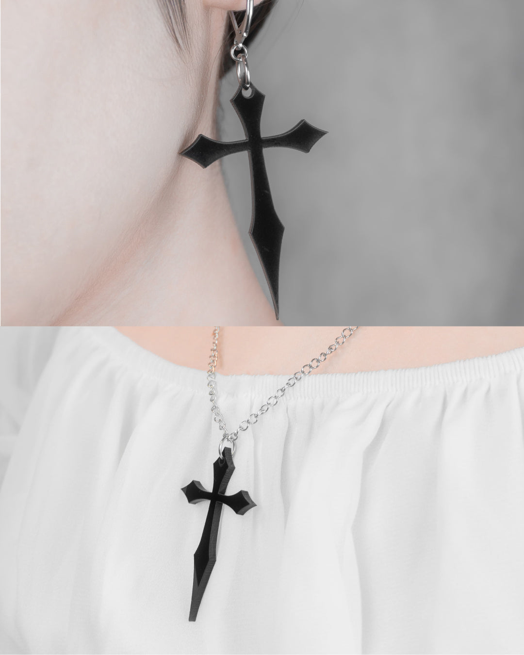 Goth Cross | Aritos y Collar