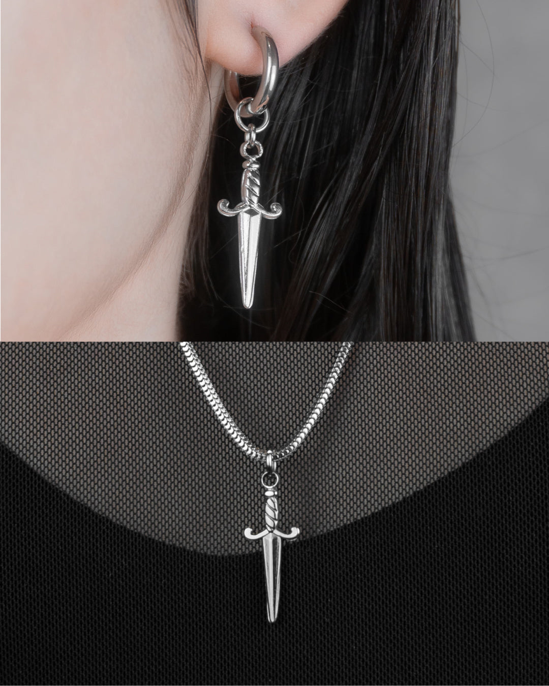 Daga (Acero Inoxidable) | Aritos y Collar