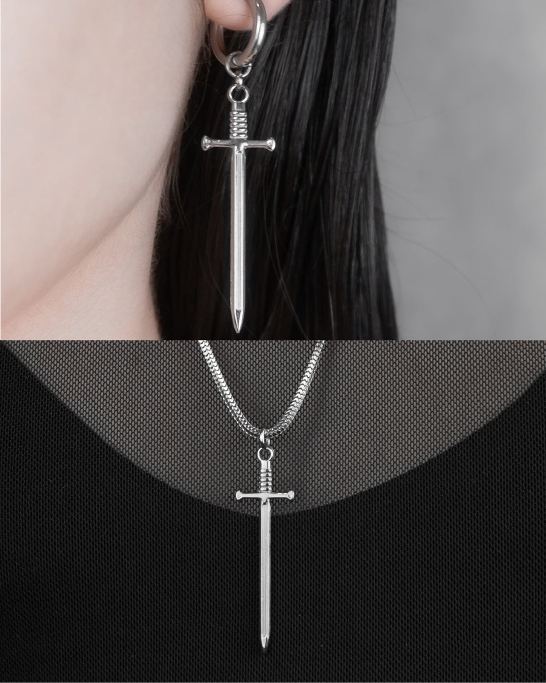 Espada (Acero Inoxidable) | Aritos y Collar