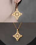Gold Nudo de Bruja (Acero Inoxidable) | Aritos y Collar