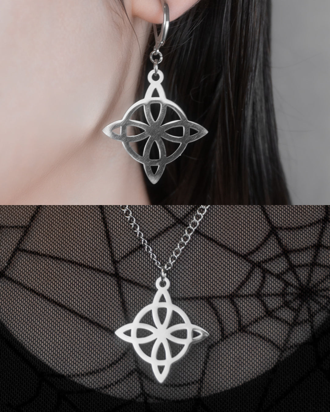 Nudo de Bruja (Acero Inoxidable) | Aritos y Collar